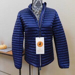 NWT Save The Duck Iris NLA Carly style navy Plumtech vegan down puffer jacket M